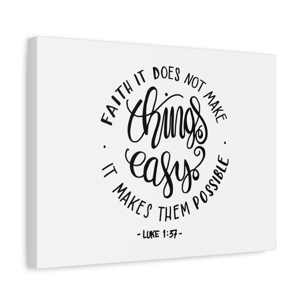 Scripture Canvas Things Easy Luke 1:37 Christian Wall Art Bible Verse Print